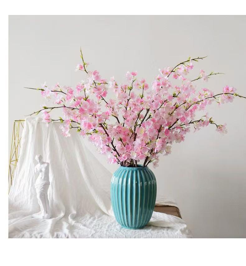 Cherry Blossom Silk Flower Bouquet: Indoor Decor for Living Room, Dining Table, and Floor Arrangement.
