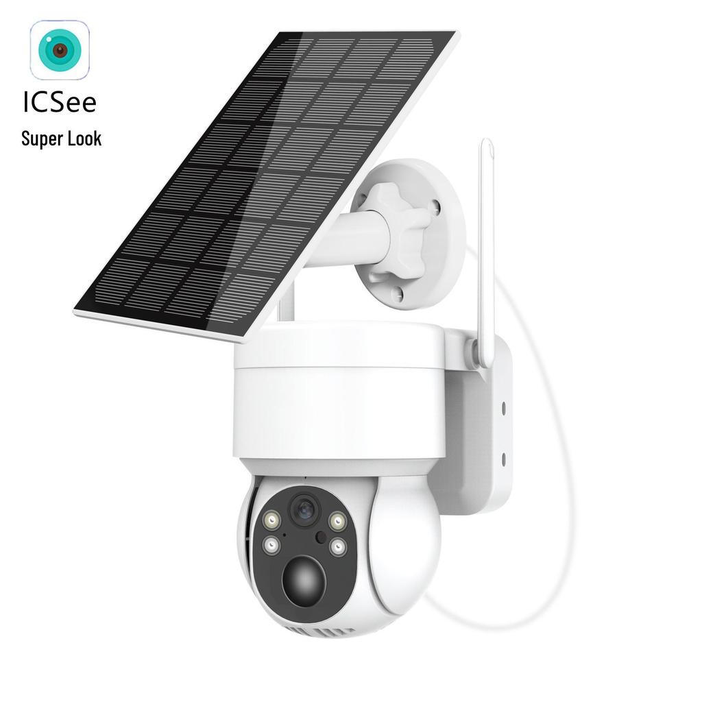 iCSee Solar-Powered PTZ Wireless Security Camera with Battery Monitor