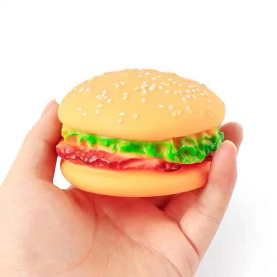 2 PEZZI Giocattolo Squeaky per Cani a Forma di Hamburger Vinile Non Tossico Giocattolo da Masticare e Giocare per Animali Domestici per la Pulizia dei Denti e il Gioco Attivo