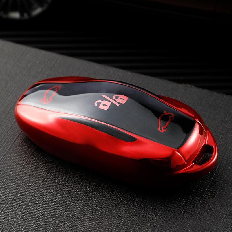 For Tesla Model 3 X S Model Y Bag Protector Fob Band Shell Holder Keychain TPU Car Smart Key Case Cover Accessories
