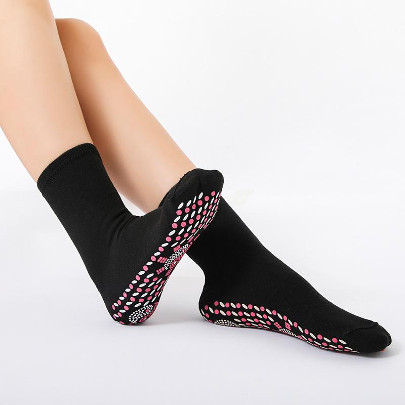 Einfarbige Yogasocken aus Baumwolle bis zur Mitte der Wade, rutschfeste Sportsocken mit Silikonunterseite, für Damen, für Indoor-Fitness, Trampolin, Tanz, Pilates