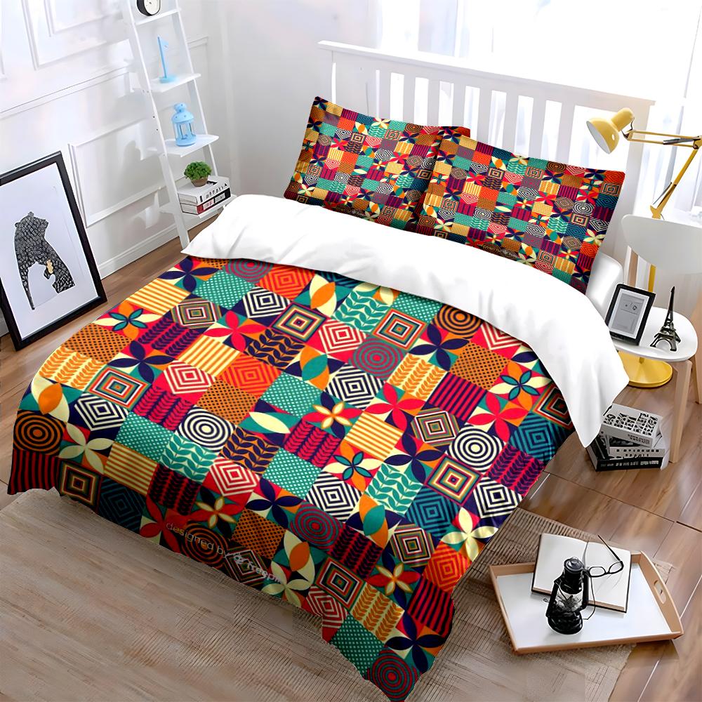 Colorful Geometric Pattern Set Bedding set (1 duvet cover, 2 pillowcases, duvet not included)