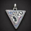 Fordite Triangle 925 Sterling Silver Pendant – Detroit Agate Motor City Agate Modern Statement Jewelry