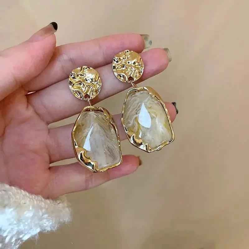 Fashion Pendant Earrings Trend Vintage Geometry  for Women  2022 Korean Jewelry Bohemia Acrylic Accessories Party Gift