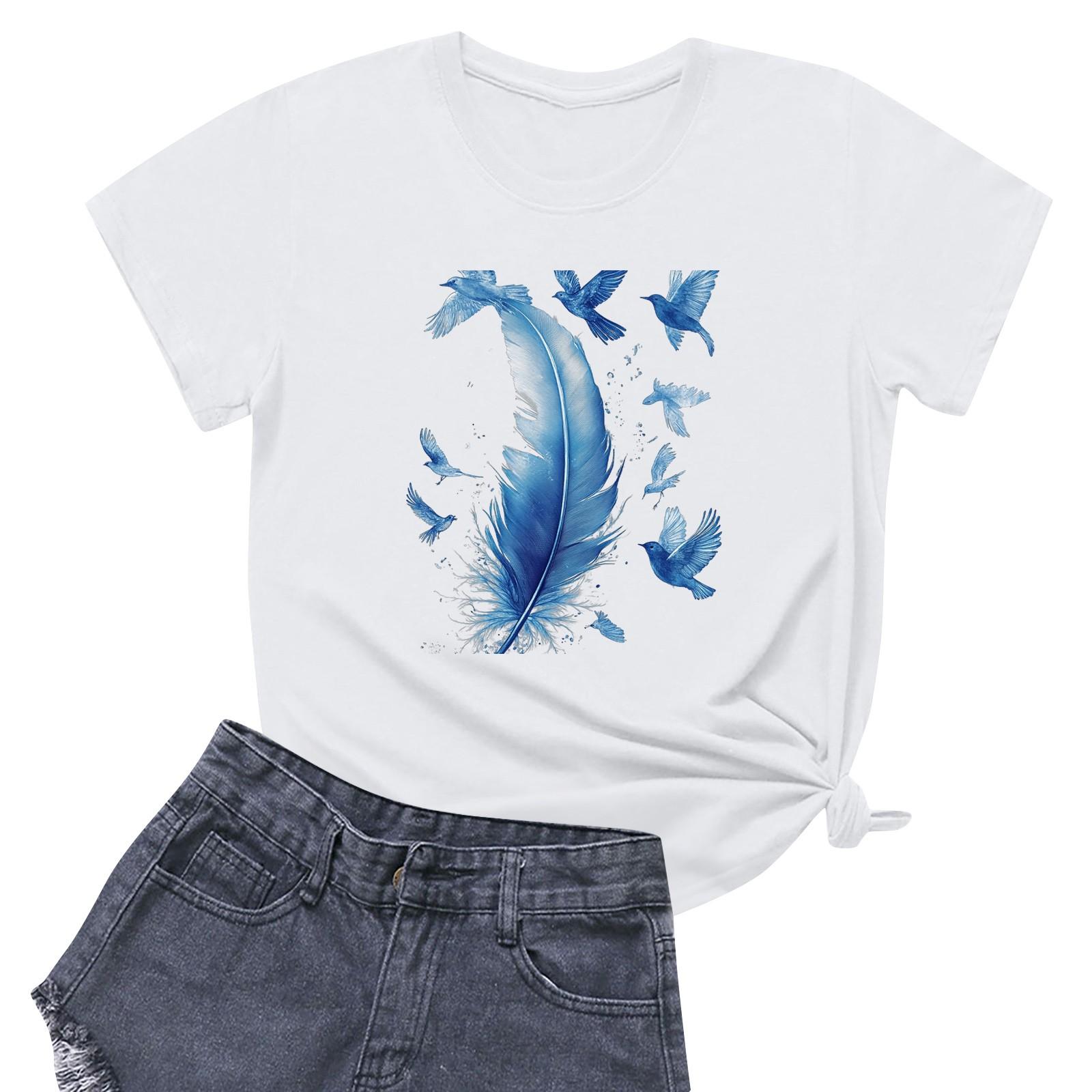 

Жіноча повсякденна футболка з круглим вирізом і короткими рукавами XL білий