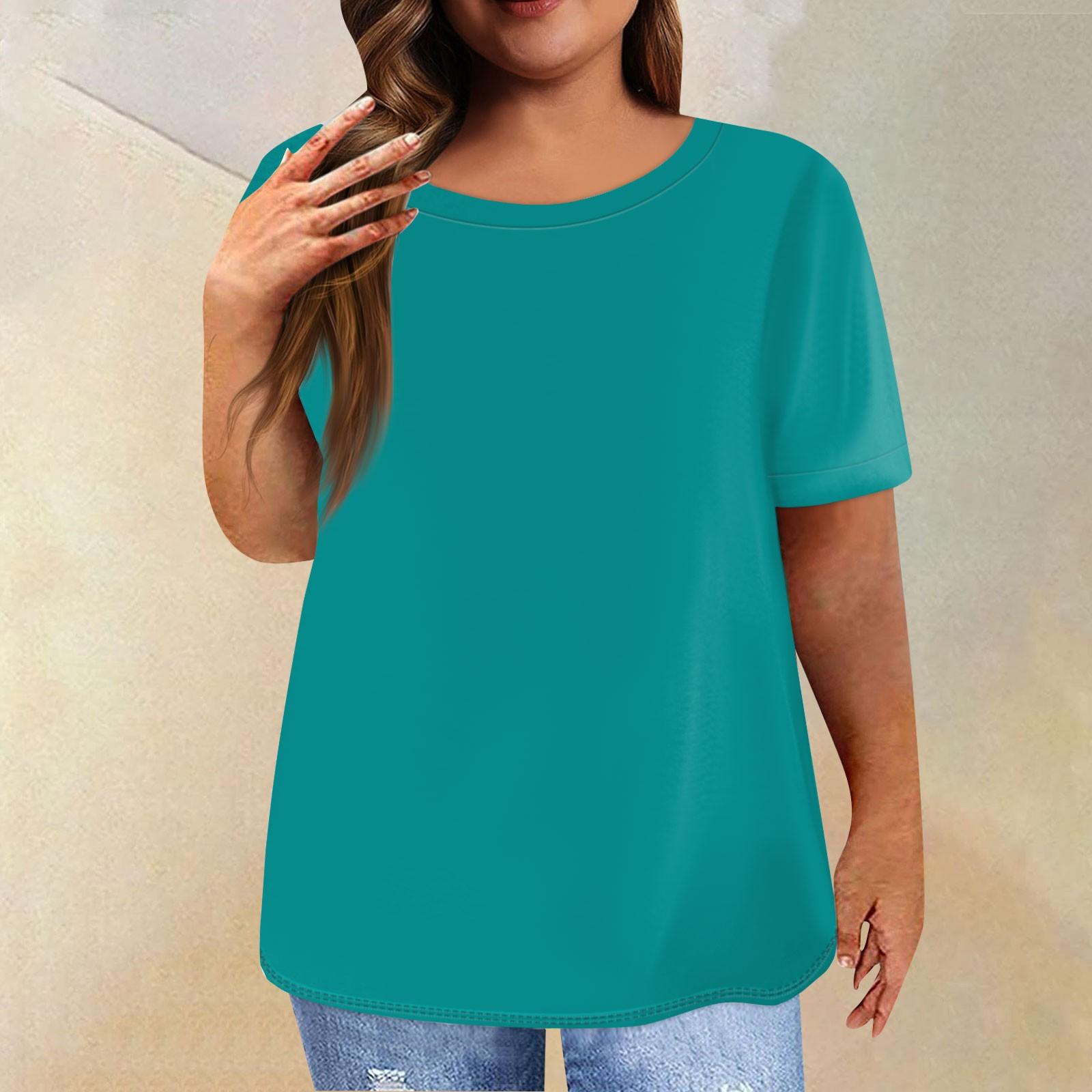 

Женская рубашка с коротким рукавом, круглый вырез, футболка больших размеров, однотонные повседневные топы XXXXXL зелёный