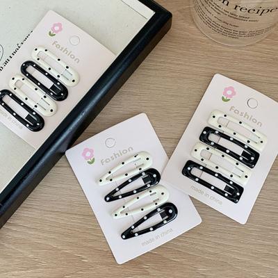 4Pcs Girl Hairpins Metal Base Dot Print Rectangle Star Heart Shape Hair Pins Small Size Fixation Invisible Hair Clips Hair Accessories