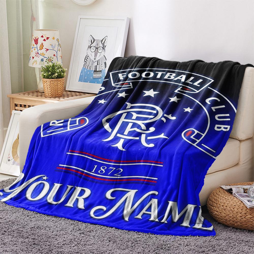 1pz Coperta di Flanella Personalizzata con Nome e Motivo Rangers FC Adatta a Tutte le Stagioni per Arredamento Casa Calore e Comfort Regali Regalo Festivo_xia
