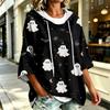 Women's Hoodie with Halloween Print, Loose Fit Casual Pullover Top