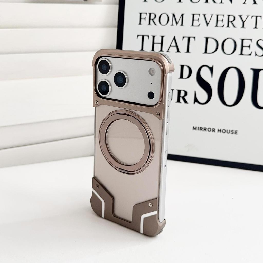 Original Color Metal Magnetic Rotating Bracket Case for Apple 17 Pro Max - Drop-Proof & Borderless Design