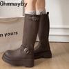 Autumn Winter Thick Heel Women Long Boots Fashion Slip On Slimming Shoes Vintage Ladies Knight Botas
