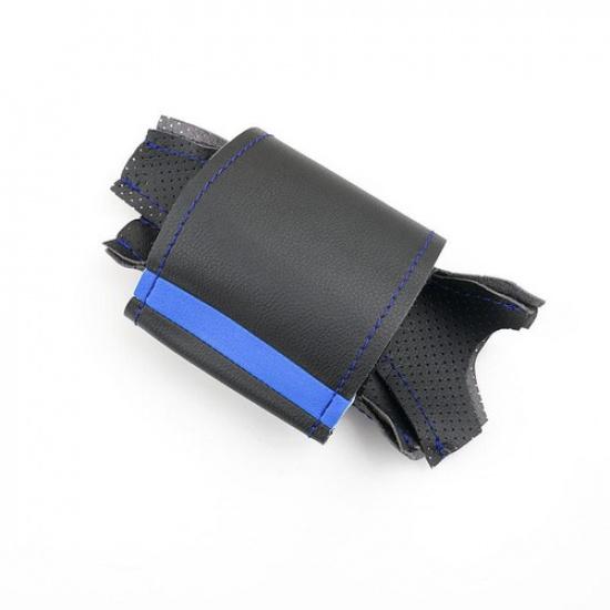 Black-Blue Line Steering Wheel Leather Cover Trim For Opel Corsa C 2000-2006
