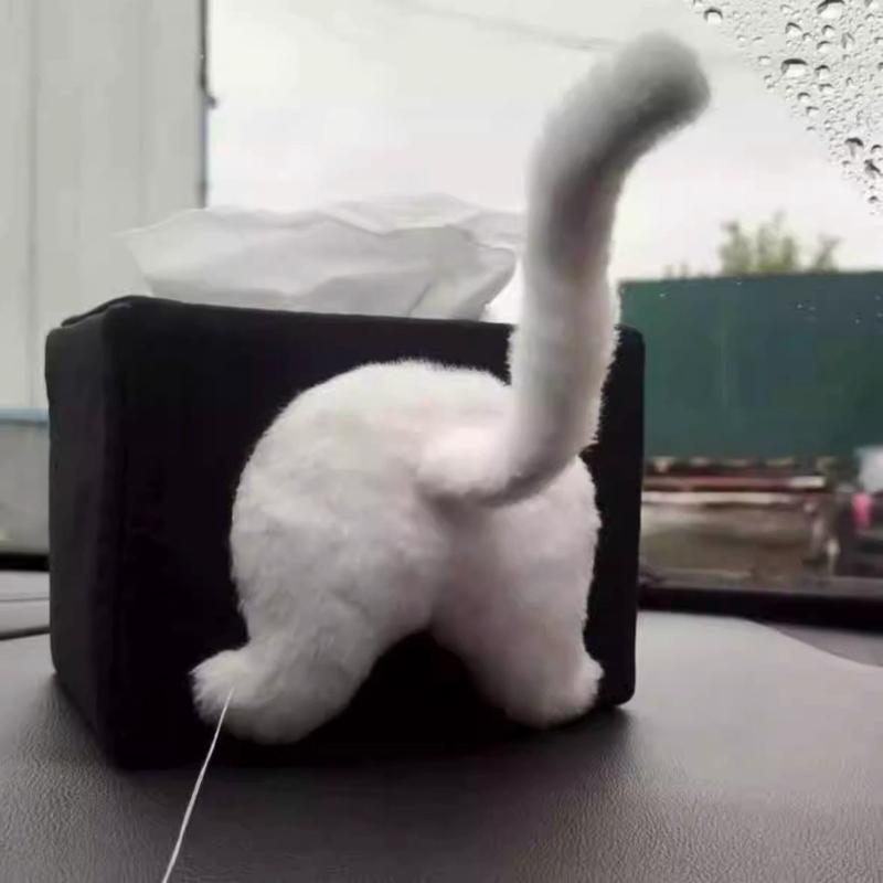 Lovely Cats Designs Fleece Fabric Tissue Box Holder For Home Storage And Small Accessories Organization