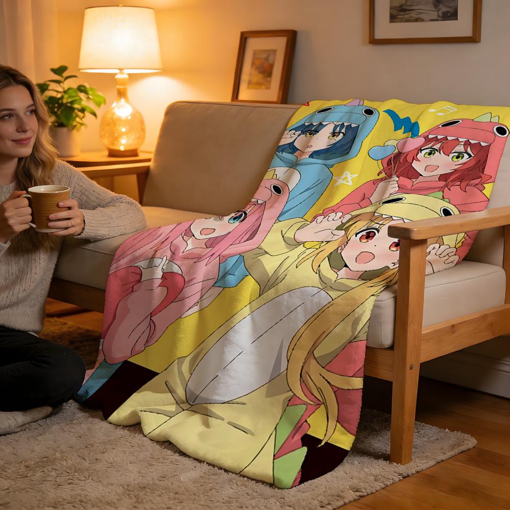 

Throw High-Density Short Plush Blanket For Sofa Nap Air-Conditioned Room Soft Skin-Friendly Anime Bocchi The Rock 75x90cm