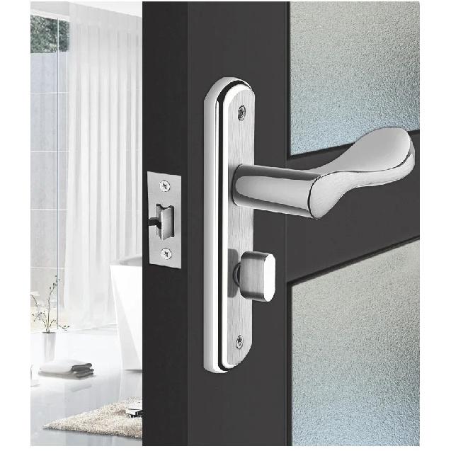 No Key Security Wood Bathroom Toilet Door Lock Furniture Portable Door Lock Aluminum Lock Handle For Home Stainless Steel