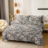 Kuup Bequemes Atmungsaktives Bettwäscheset Queen King Size Blumenmuster Flockierung Bettbezug Bettlaken Kissenbezug Bettwäscheset