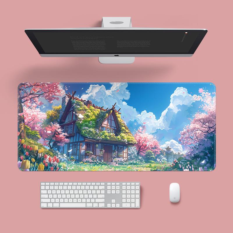 Extra Large Washable Mouse Pad - Aurora Landscape & Sunset Clouds Design, Thickened for Office and Gaming Desks