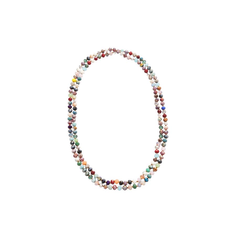 Colorful Ethnic Glass Bead Layered Sweater Chain Necklace - Retro High-End Women's Fashion
