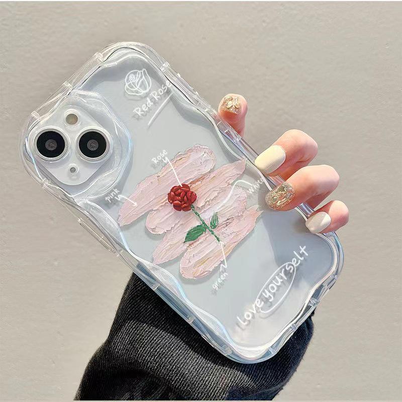 Pigment Rose iPhone 17 Pro/16 Pro Max/15/14/13 Transparent Phone Case for Girls