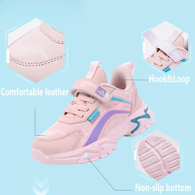 Çocuklar Rahat Pembe Kız Deri Ayakkabı Moda 7-15y Hafif Koşu Genç öğrencinin Çocuk Spor Kız Ayakkabısı NBGAGA