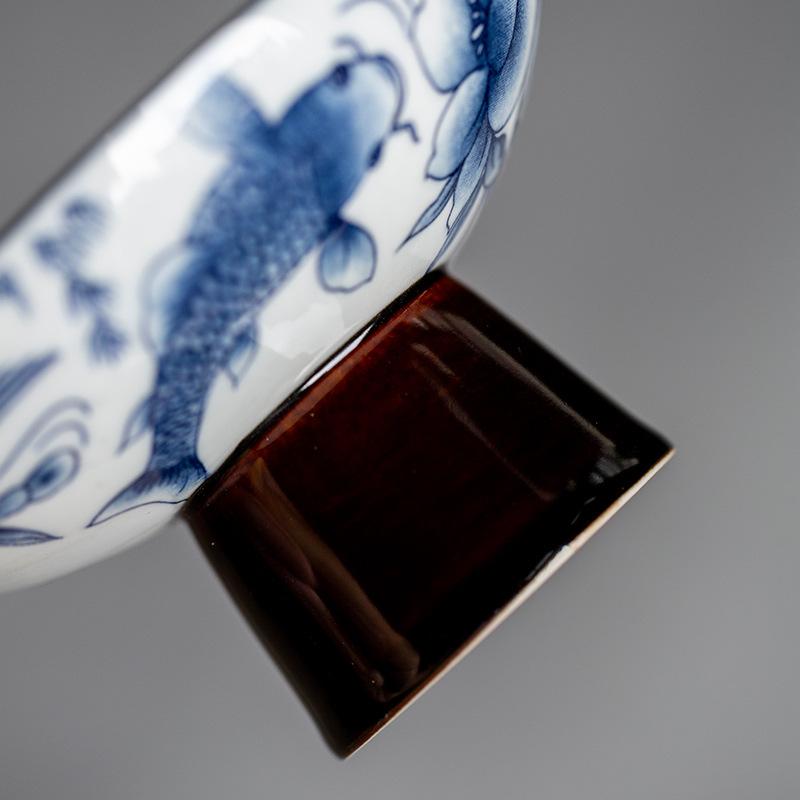 Antiker blau-weißer Dessertteller mit hohem Fuß, Obsthalter, chinesischer Gebäckteller, Tablett, Keramik-Obst-Sanck-Teller, Service-Tablett