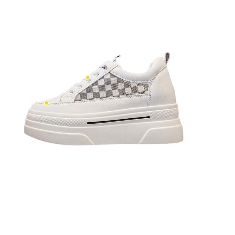 Small inner height increase thick-soled wedge heel 2025 summer new casual women's net shoes breathable and comfortable muffin white shoes