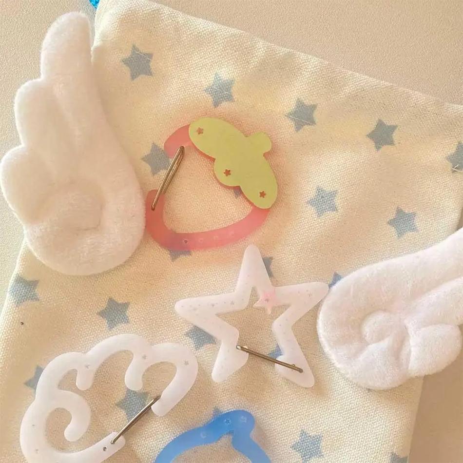 1-10 Pair Of Plush Angel Wings Brooch Bag Decoration Badge Y2K Style Gothic Lolita Plush Angel Wing Fluffy Brooch Decoration