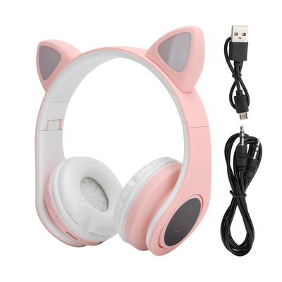 LED Geräuschunterdrückendes Headset Katzenohrenform Bluetooth 5.0 Headset mit Mikrofon für junge LeutePink