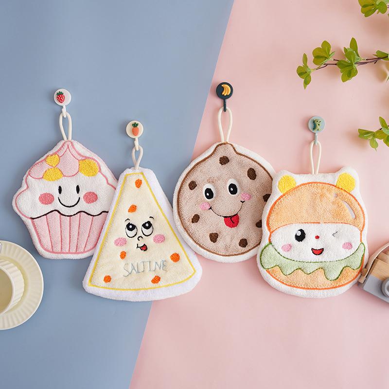Cute Hand Towel Bread Biscuit Shape Cleaning Cloth Thicken Kitchen Cleaning Rag Soft Bathroom Wipe Towel Home Supplies
