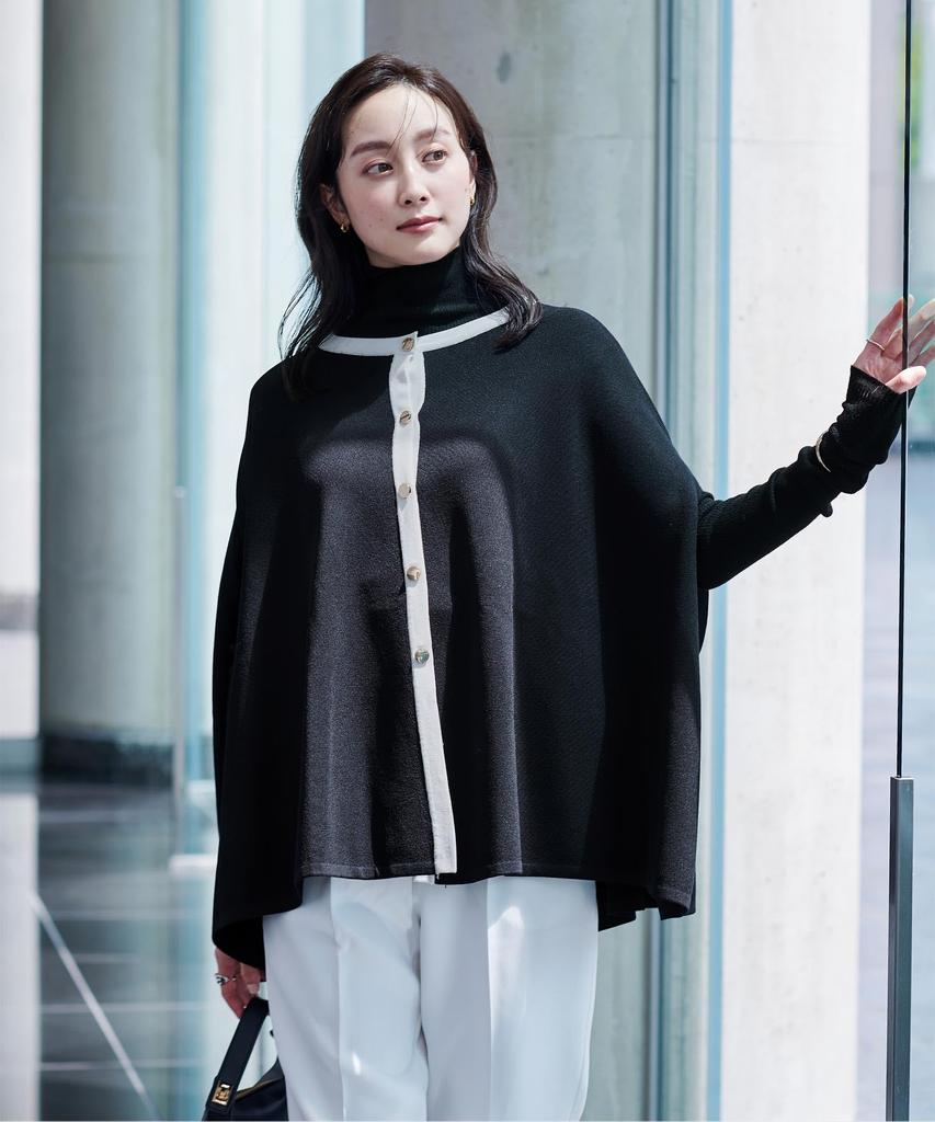 Yours Gold Button Cape Knit Cardigan BDXU1601 Medium Black Women's