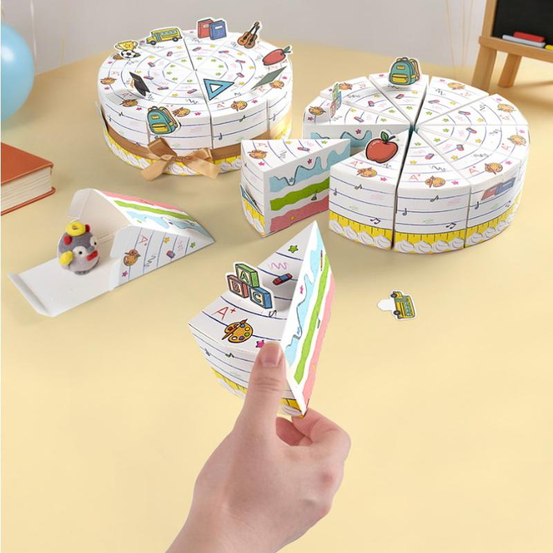 10 Pezzi Pezzo di Torta Triangolare Scatole di Carta per Caramelle Decorazione Regalo Bomboniera per Baby Shower Festa di Compleanno