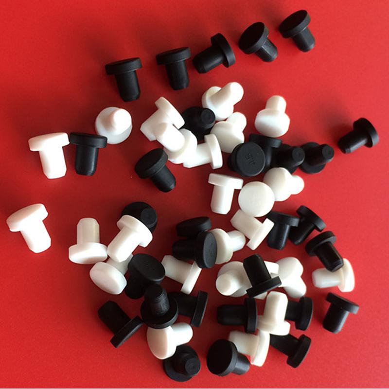 Silikonkautschuk Runde Vollstopfen Lochkappen Blindstopfen Endabdeckung T-Typ Abdeckstopfen 2,7-14mm Schwarz/Weiß