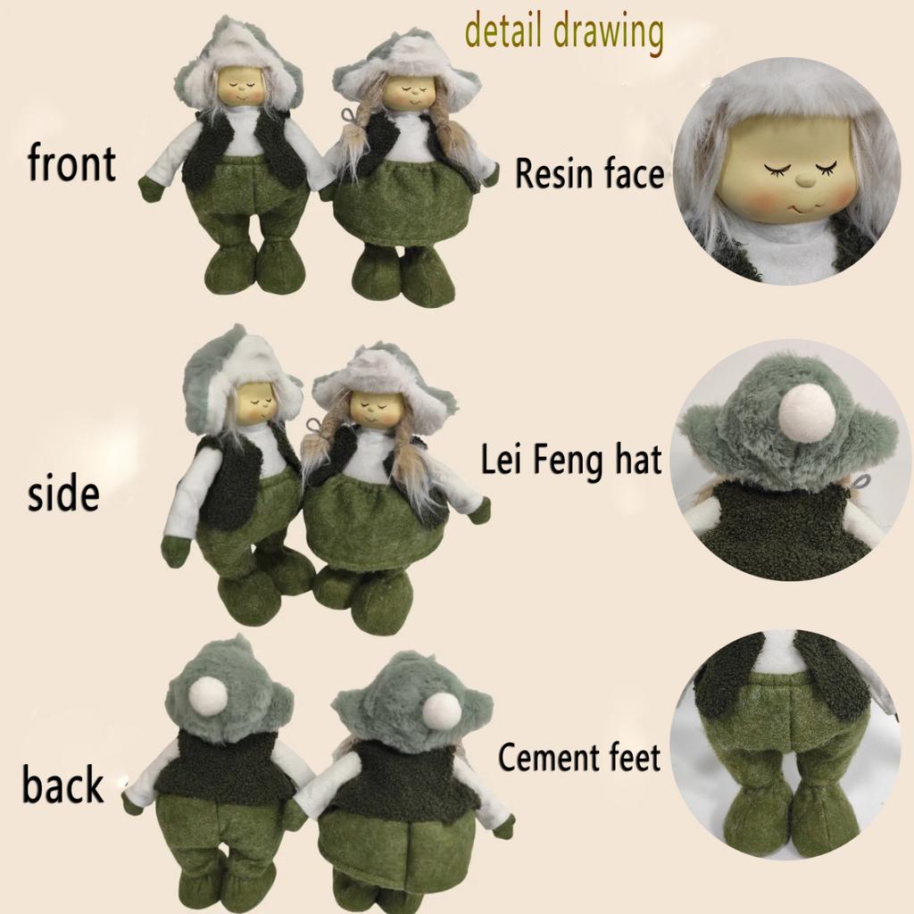 Urocza żywiczna twarz lalka z twarzą dziecka leśna pluszowa tkanina rzemiosło ozdoba prezent na festiwal