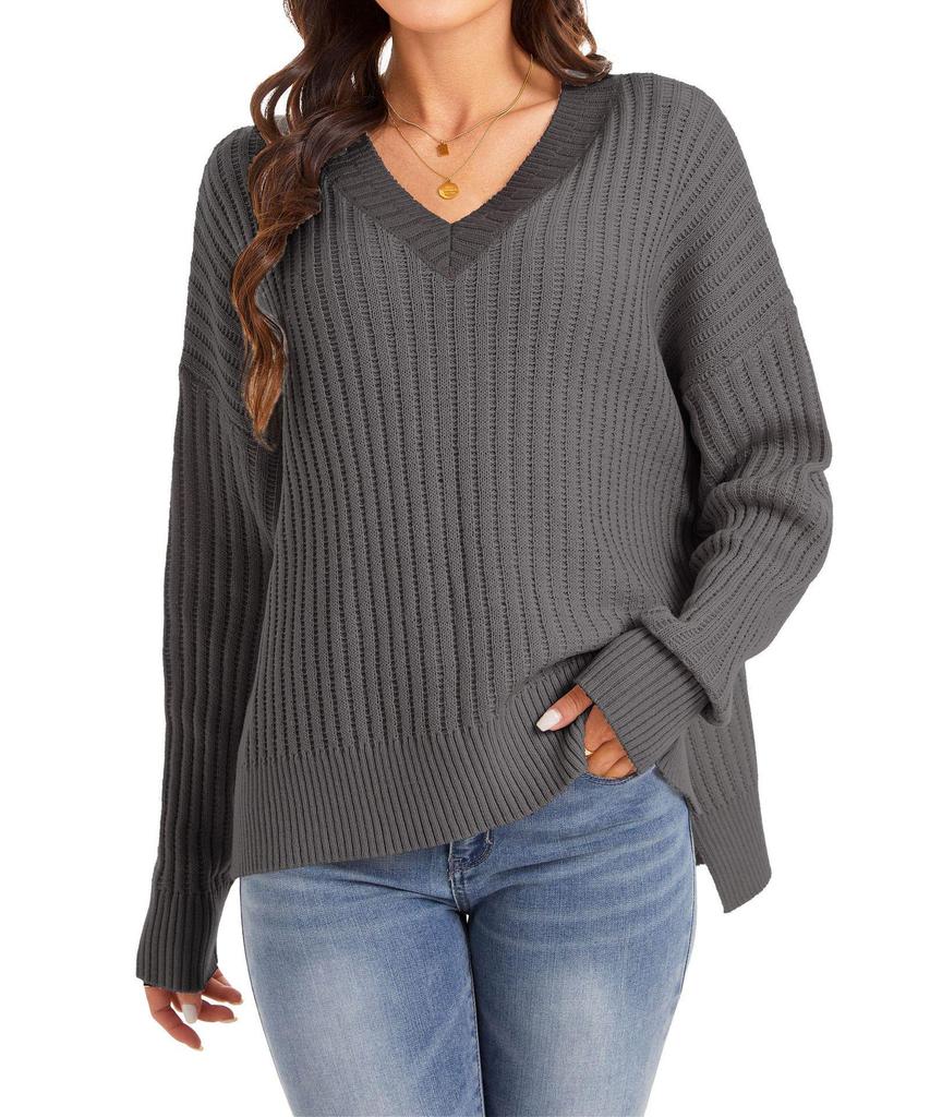 2025 Autumn Winter Loose V-neck Sweater - Women's Fashion Casual Clothing