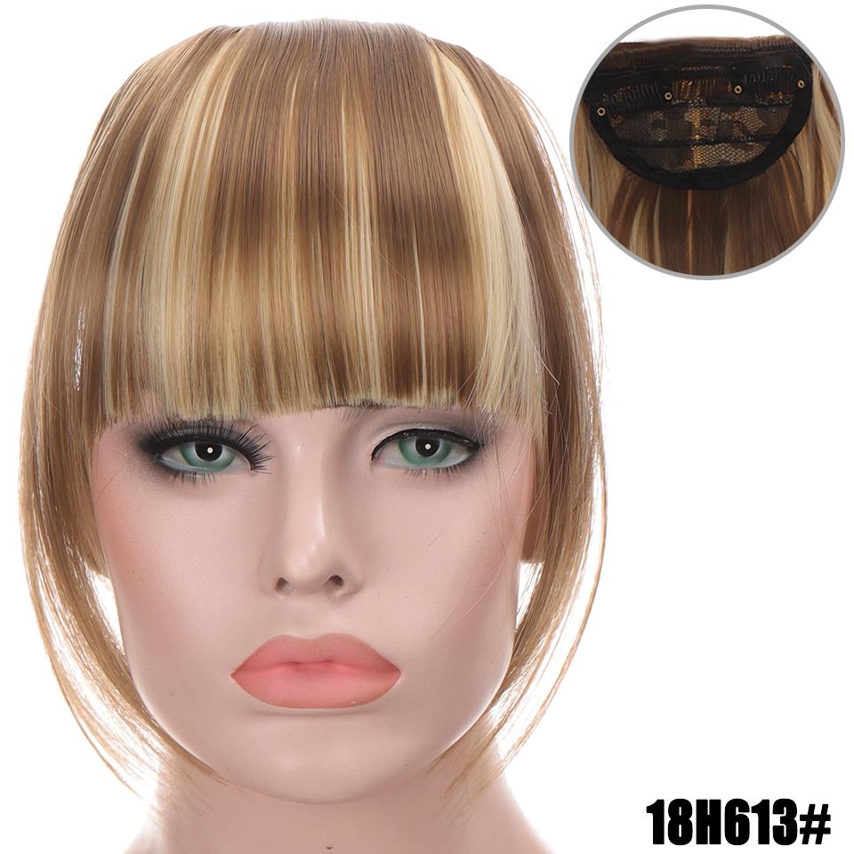Nowe ładne dziewczyny do przedłużania włosów grzywka prosta peruka kawałek klip na klips z przodu włosy grzywka peruki syntetyczne niewidoczne grzywki czarny brązowy