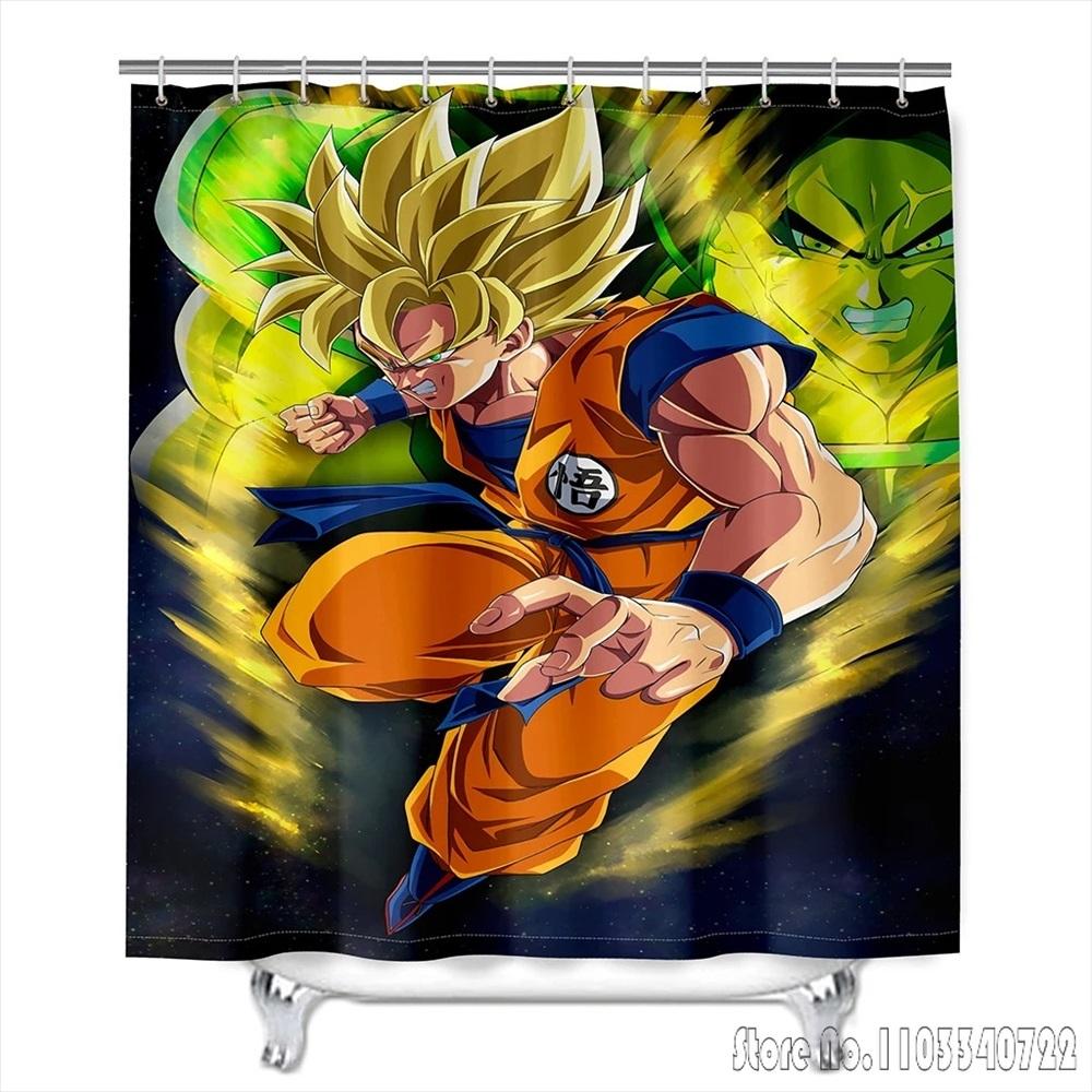 Anime Dragon Ball Burdock Broli Goku Vegeta Iv Bath Shower Curtain Waterproof 3D With Hooks For Kids Bathroom Bathtub Decoration
