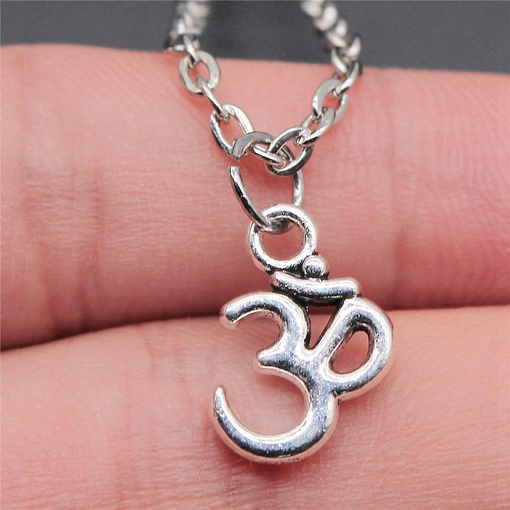 

Om Yoga Meditation Tags Pendant Antique Bronze Metal Choker Necklace for Girls Best Seller A29-1pcs-15x10mm