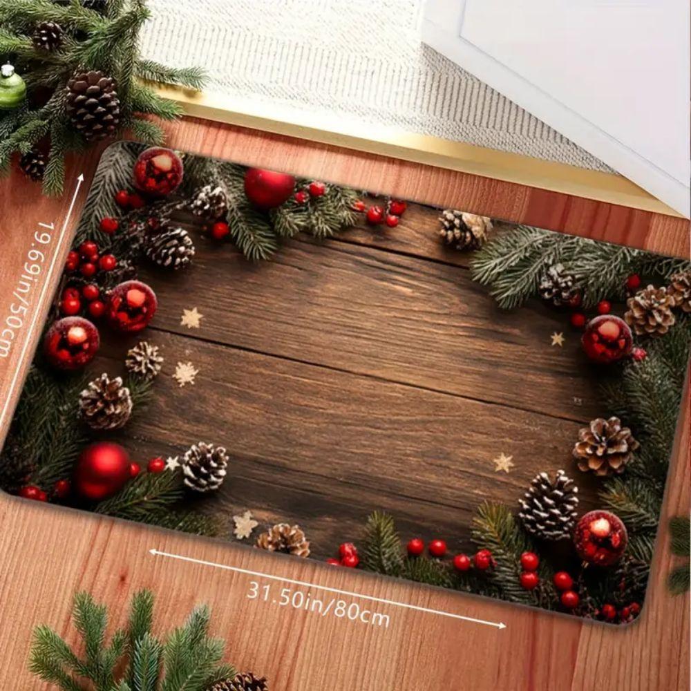 Wood-Grain Design, Pine Tree Pattern, Entry Door Carpet Home Decoration, Bathroom Anti-Slip And Stain-Resistant Floor Mat