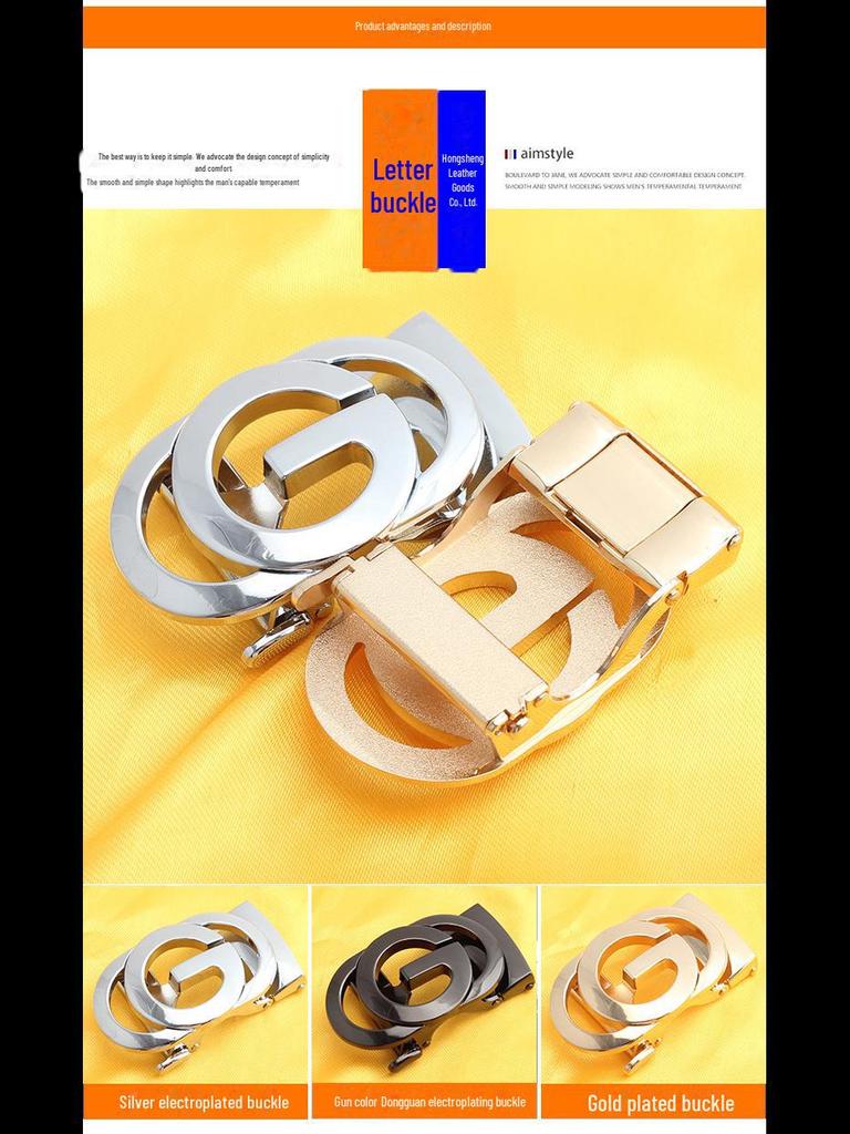 **Hongsheng Men's Zinc Alloy Automatic Belt Buckle with Classic Logo**