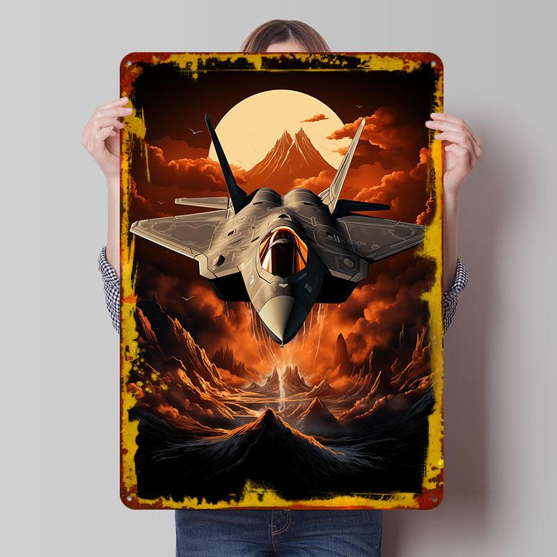 F35 Retro Tin Plaque Poster Customized Wall Art Retro Vintage Metal Signs for Man Cave Setup Decorations Home Decor Coffee Bar