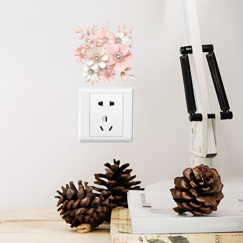 Painted Relief Flower Bedroom Living Room Switch Sticker Decorative Beautification Wall Sticker Self-adhesive