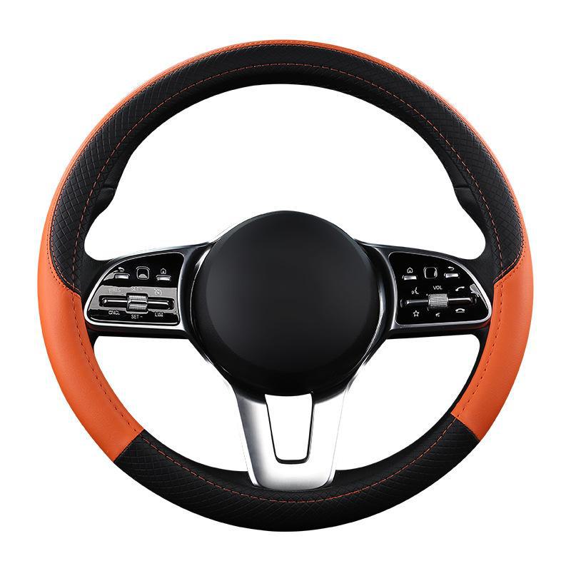 Uniwersalny Czterosezonowy Pokrowiec na Kierownicę Samochodową z PU Skóry: Odporny na zużycie, dopasowany kolorystycznie, modny pokrowiec na kierownicę do małych samochodów.