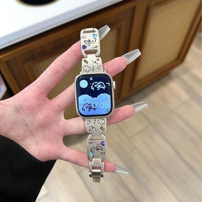 Suitable For S10 Generation Apple Watch Iwatch9 Strap Cute Puppy Colored Diamond Metal Applewatch87Se