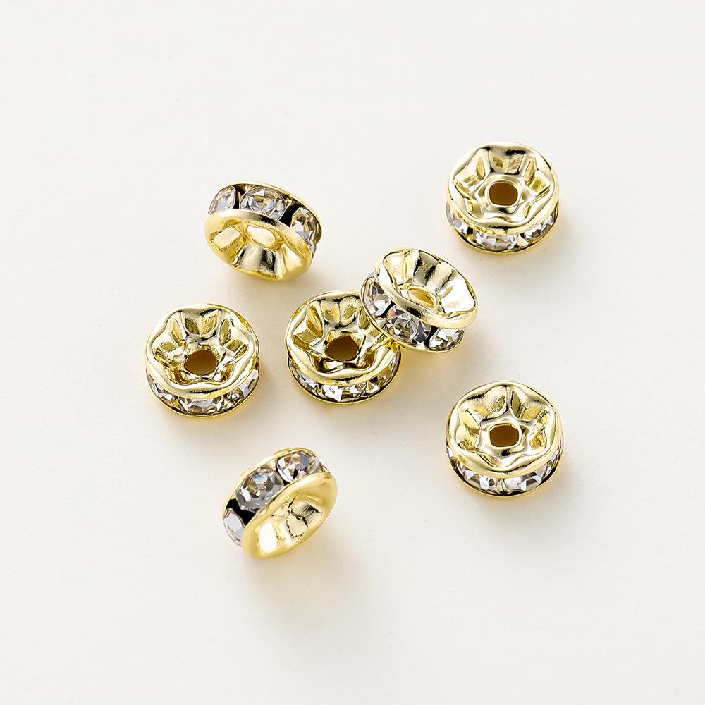 

Кольцо со стразами с гальваническим покрытием из золота 14к/18к, бусины-разделители для изготовления ювелирных изделий своими руками 4mm (Hole: 1mm) - 10 pcs