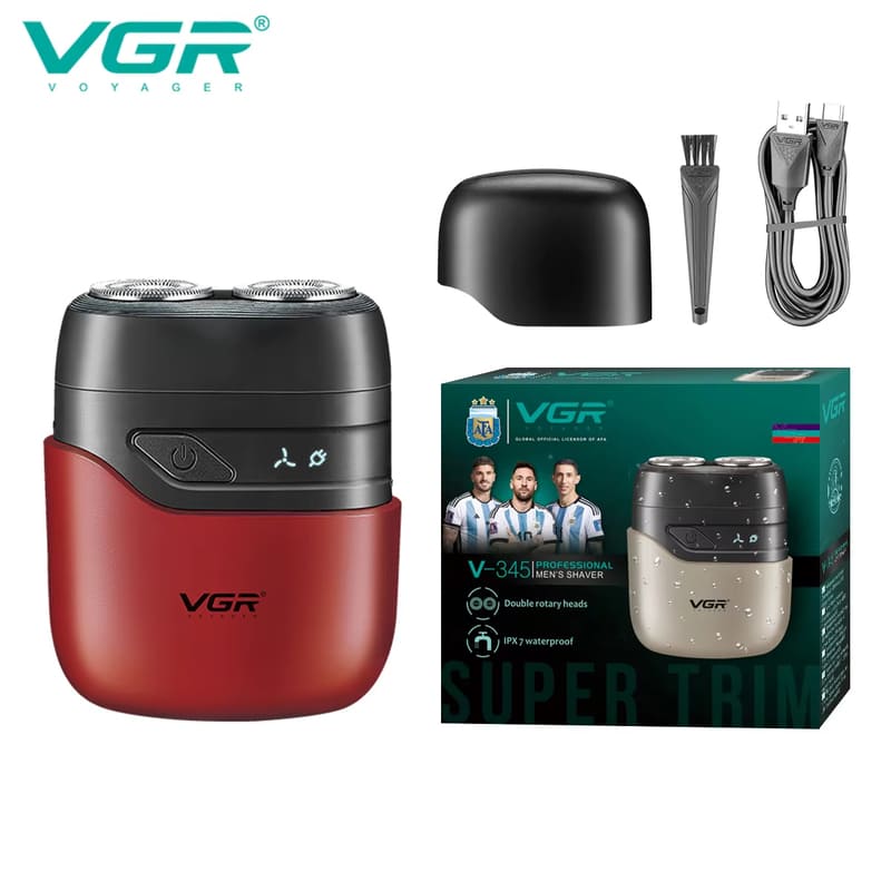 

Оригинальная электрическая бритва VGR V-345, плавающая двойная головка, USB-зарядка, водонепроницаемость IPX6, портативная для путешествий, универсальное напряжение, мужская бритва для бакенбард красный