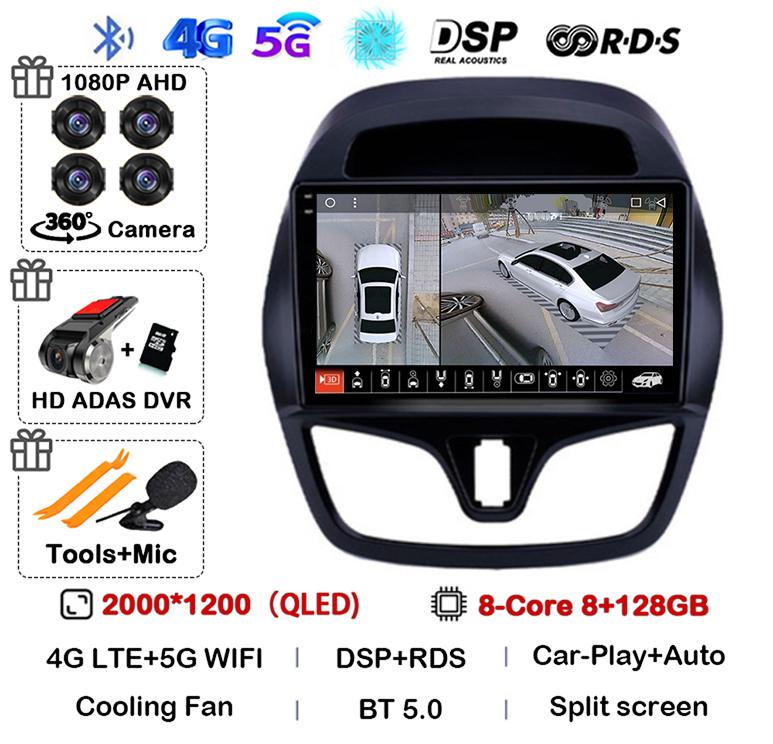 Android 14 Wireless Carplay Auto Car Radio For Chevrolet Spark 2015 2016 2017 2018 Multimedia Video Player GPS Navigation Stereo