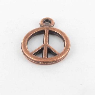 MégaCréa - Metal Charm Small Peace and Love Coppery 10 Pieces