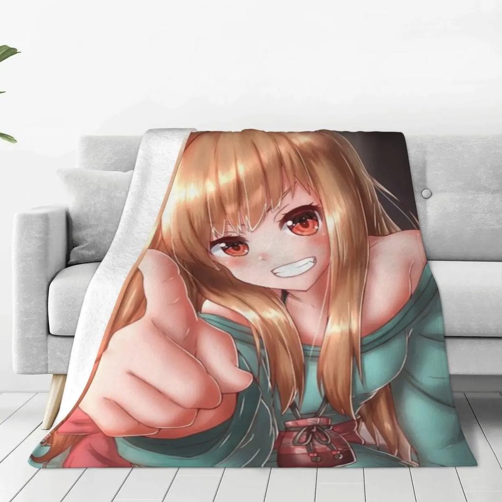 Japanese Anime Spice and Wolf Super Soft Velvet Plush Throw Blanket Modern Cute Holo Bedspread Blanket Home Blankets And Throws