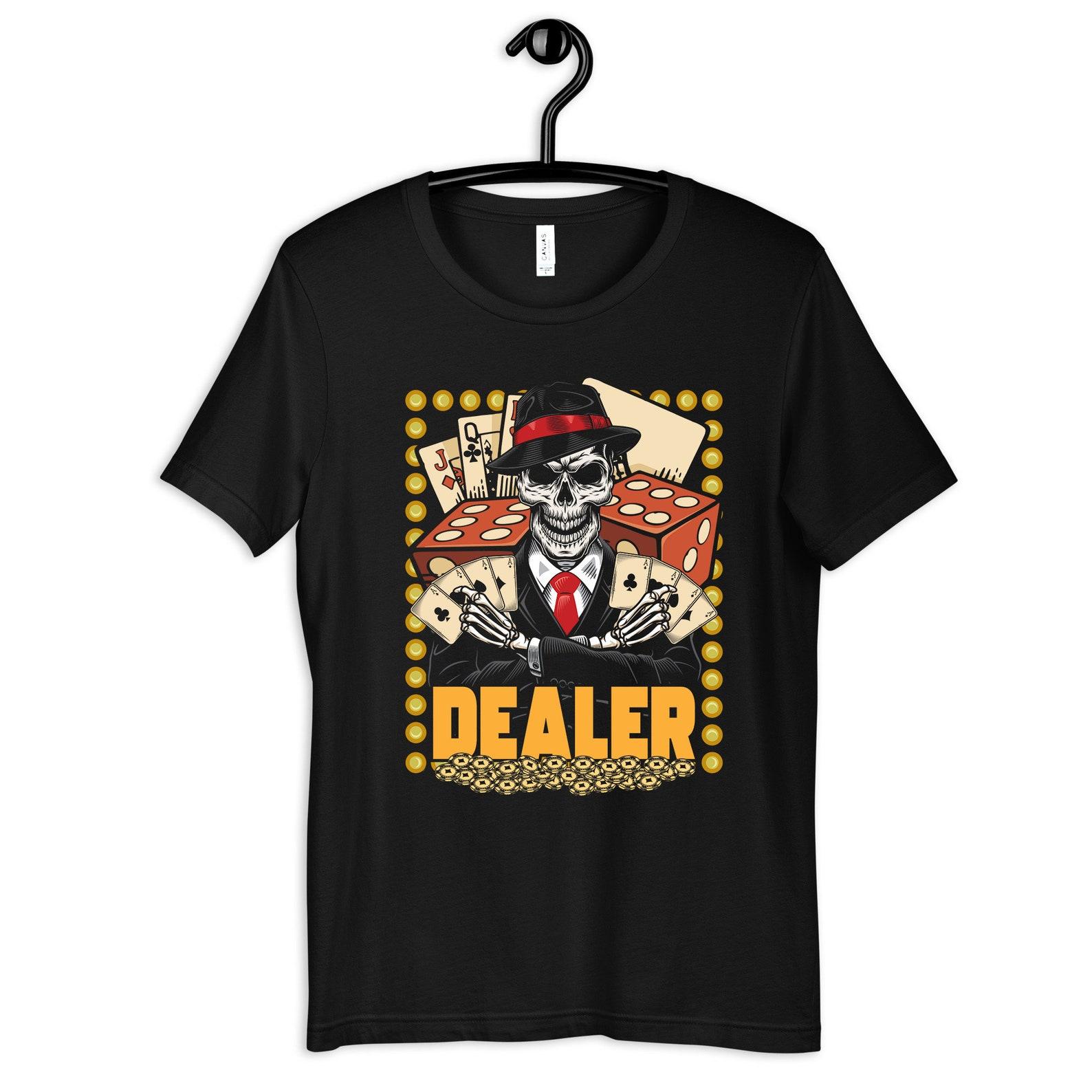 Casino Dealer Skull T-Shirt, Gambling T-shirt, Betting Tank Top, CardsT-shirt, Poker T-shirt, Blackjack, Roulette 4XL