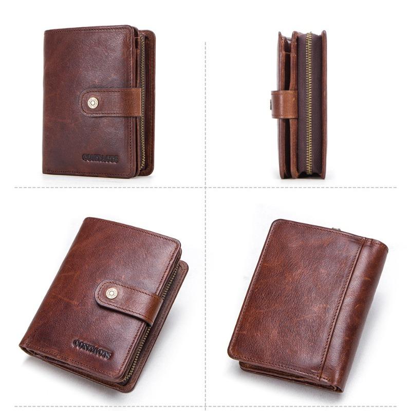 Men Crazy Horse Leather Wallet Clutch RFID Blocking Multi-Functional